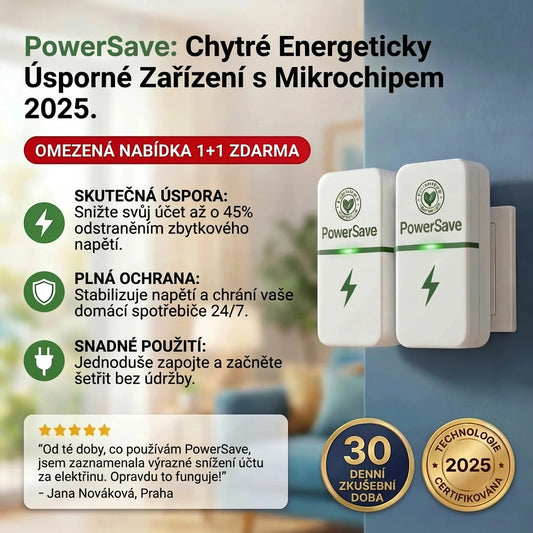 1 + 1 ZDARMA | PowerSAVE™ - Odstraňte napěťové špičky a ušetřete na účtech za elektřinu. Nevyžaduje žádnou údržbu. Ověřené a zcela legální použití